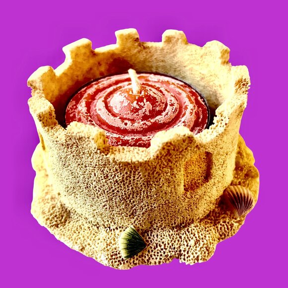 Set of 3 Tealight Candle Holders Sand Castle + Sea Shell + Bucket New - Picture 6 of 14